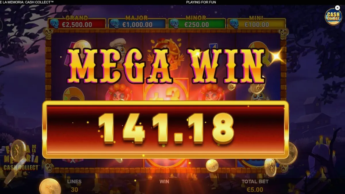 Tampilan visual neon penuh warna dari slot Fiesta de la Memoria Cash Collect